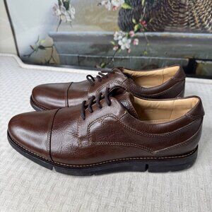 SVLS Footwear Mens Size 10 Brown Leather Lace-Up Captoe Oxford Dress Shoes